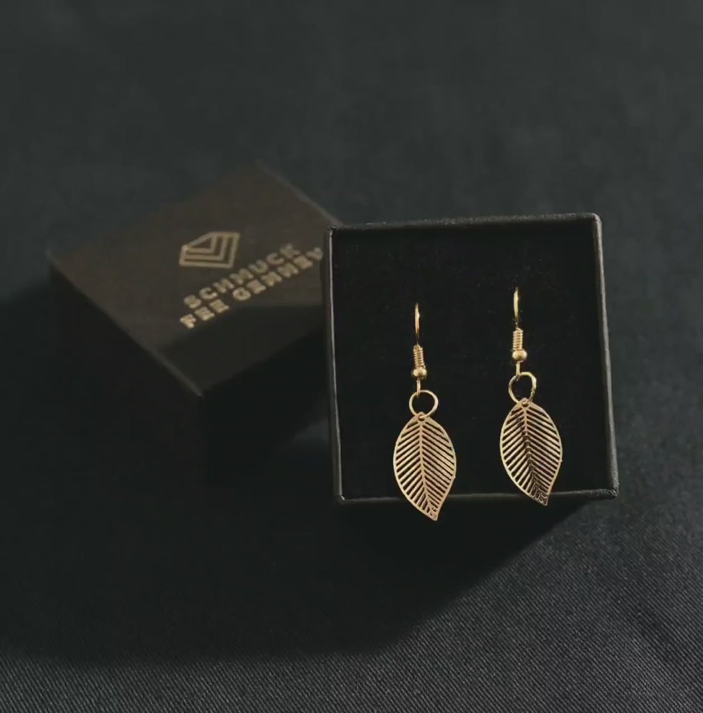 Silver hanging earrings with silver-plated leaves, earrings, delicate leaves in real silver silver-plated (925 sterling silver), handmade