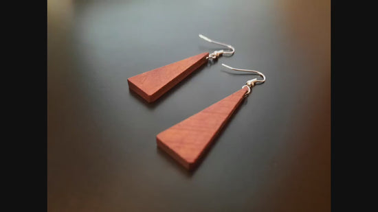 Black-brown wooden earrings in the form of long triangles, pendants made of dyed pear wood, new, handmade earrings from Germany