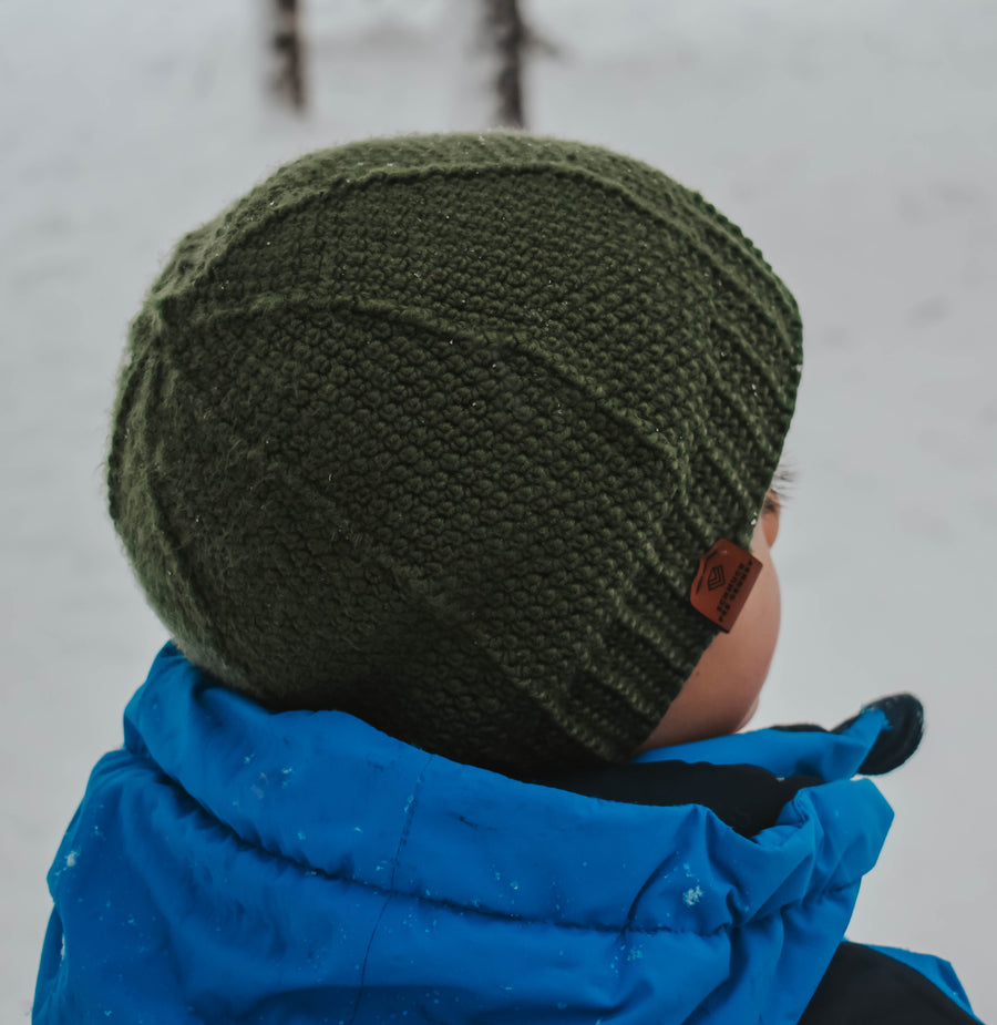 Graue Beanie-Mütze für Kinder aus Merinowolle