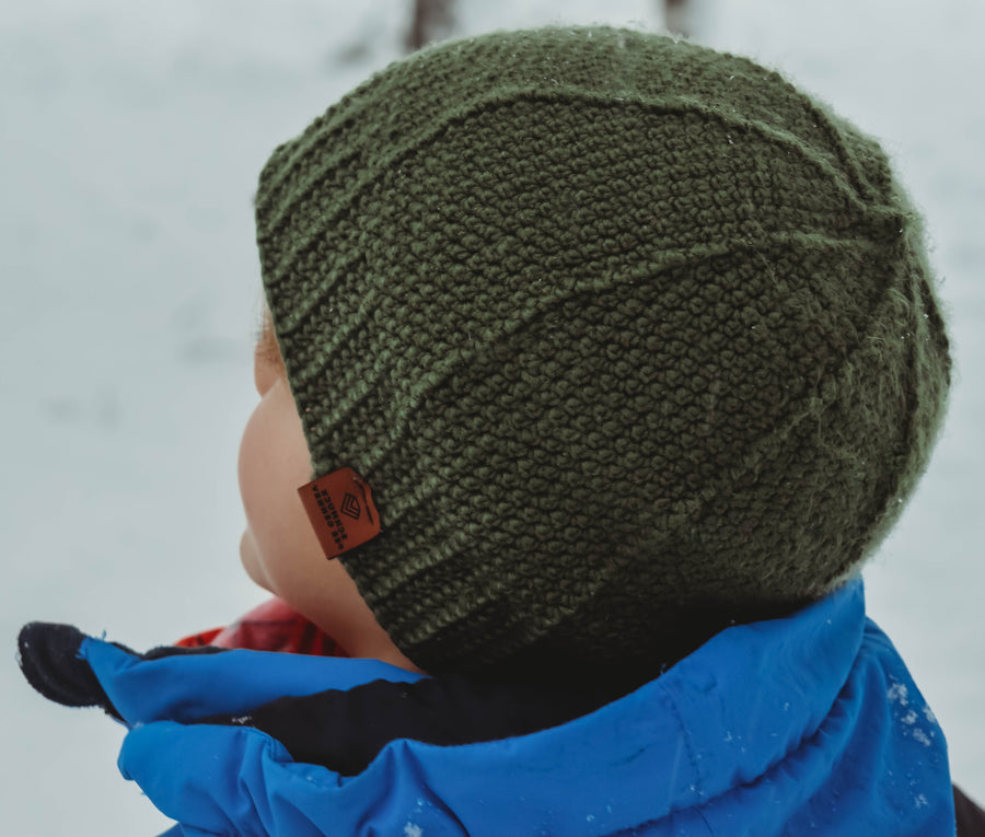 Rosane Beanie-Mütze für Kinder aus Merinowolle