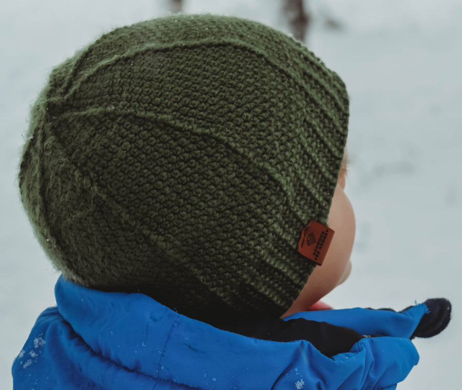 Rosane Beanie-Mütze für Kinder aus Merinowolle