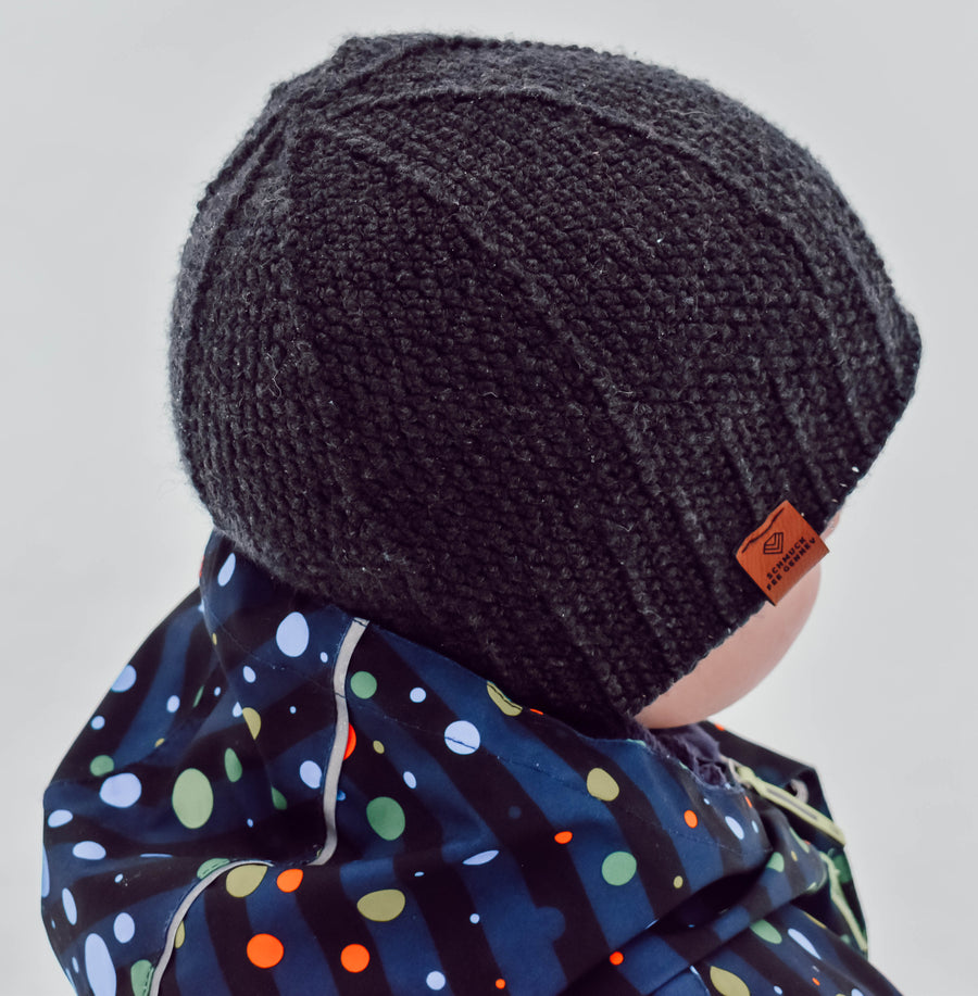 Rosane Beanie-Mütze für Kinder aus Merinowolle