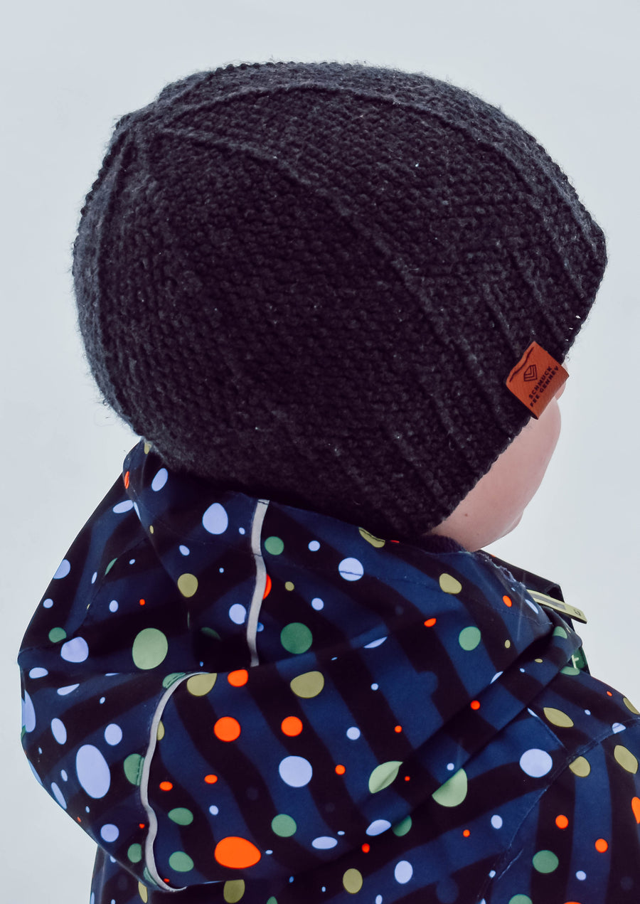 Rosane Beanie-Mütze für Kinder aus Merinowolle