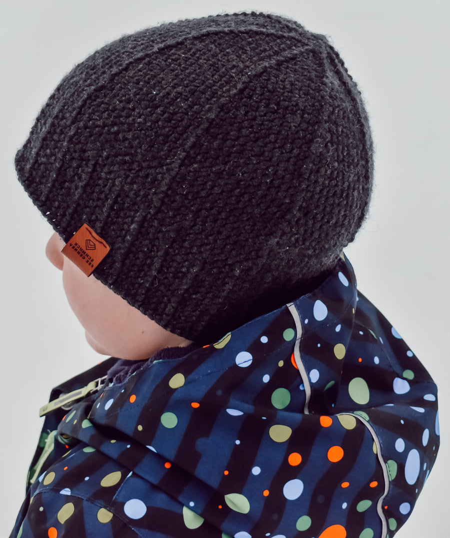 Rosane Beanie-Mütze für Kinder aus Merinowolle