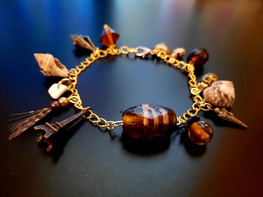 Brown-golden begging bracelet/ pearl bracelet, many colors, bracelet, glass beads, metal pendants, customizable handmade, Germany