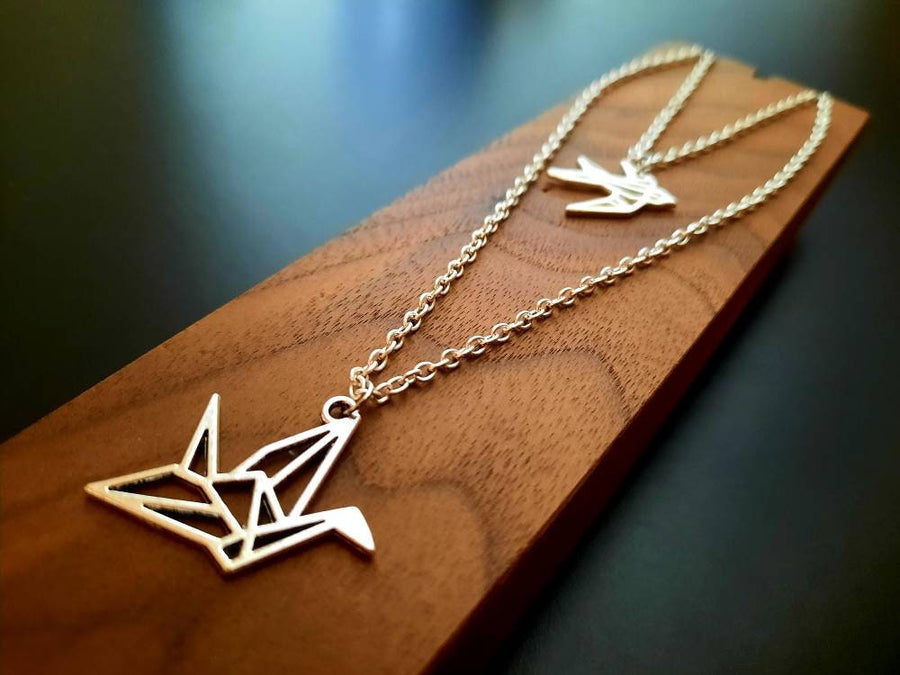 Silver swallow necklace, necklace, necklace with metal pendant, fine link necklace, silver coloured, 40-60 cm, handmade, Germany, new