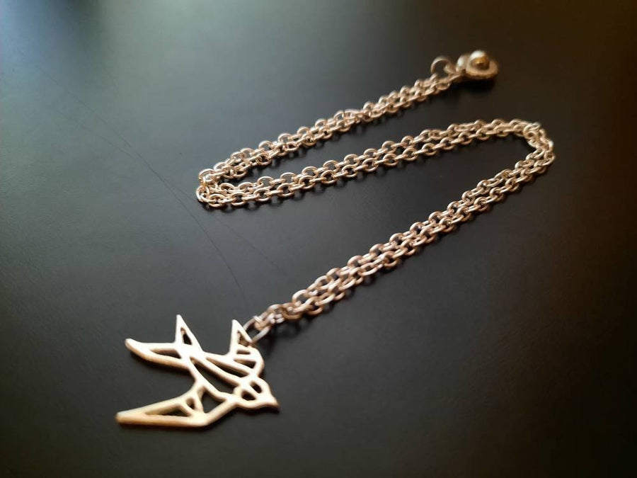 Silver swallow necklace, necklace, necklace with metal pendant, fine link necklace, silver coloured, 40-60 cm, handmade, Germany, new