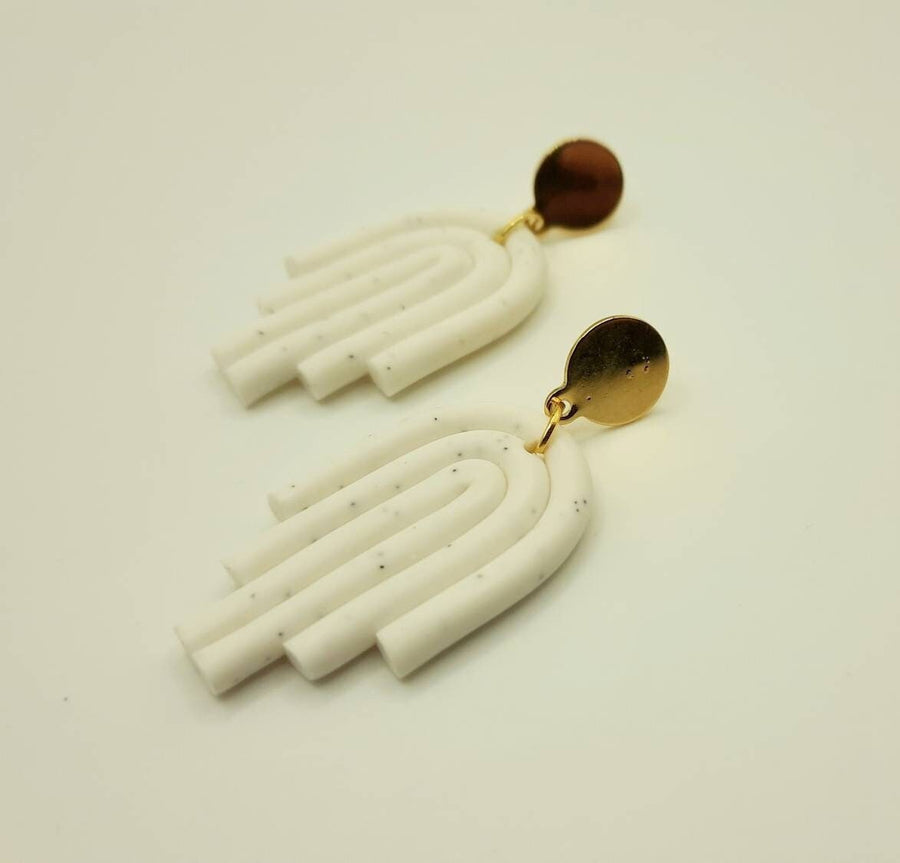 White polymer clay earrings, made of white polymer clay and various gold stud earrings, handmade earrings from Germany, 5 cm