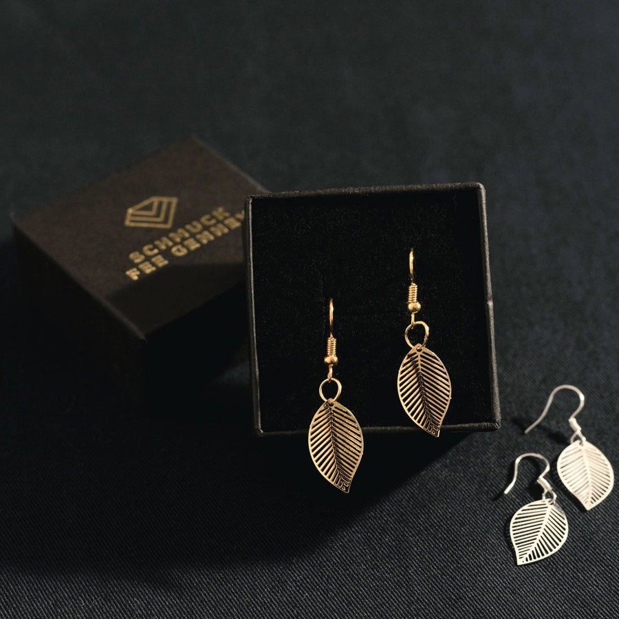 Silver hanging earrings with silver-plated leaves, earrings, delicate leaves in real silver silver-plated (925 sterling silver), handmade