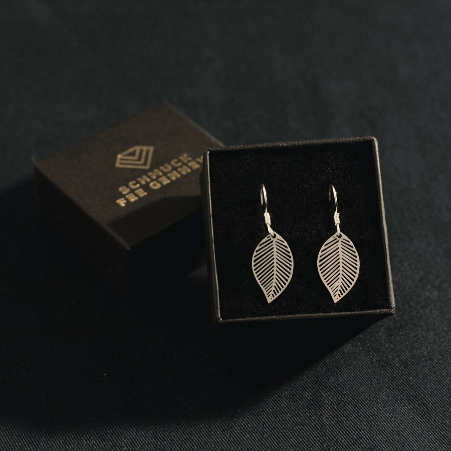 Silver hanging earrings with silver-plated leaves, earrings, delicate leaves in real silver silver-plated (925 sterling silver), handmade