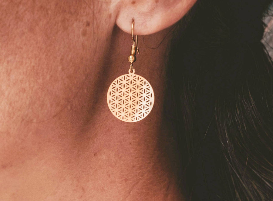 Rose golden flower of life, earrings in rose gold, rose golden flower of life, hanging earrings with rose gold pendant, handmade from Germany