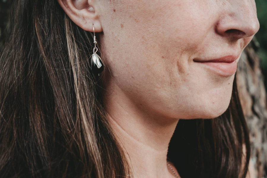 White hanging earrings with agate in real silver, 925 sterling silver, nickel-free, real semi-precious stone, real agate in white from Germany