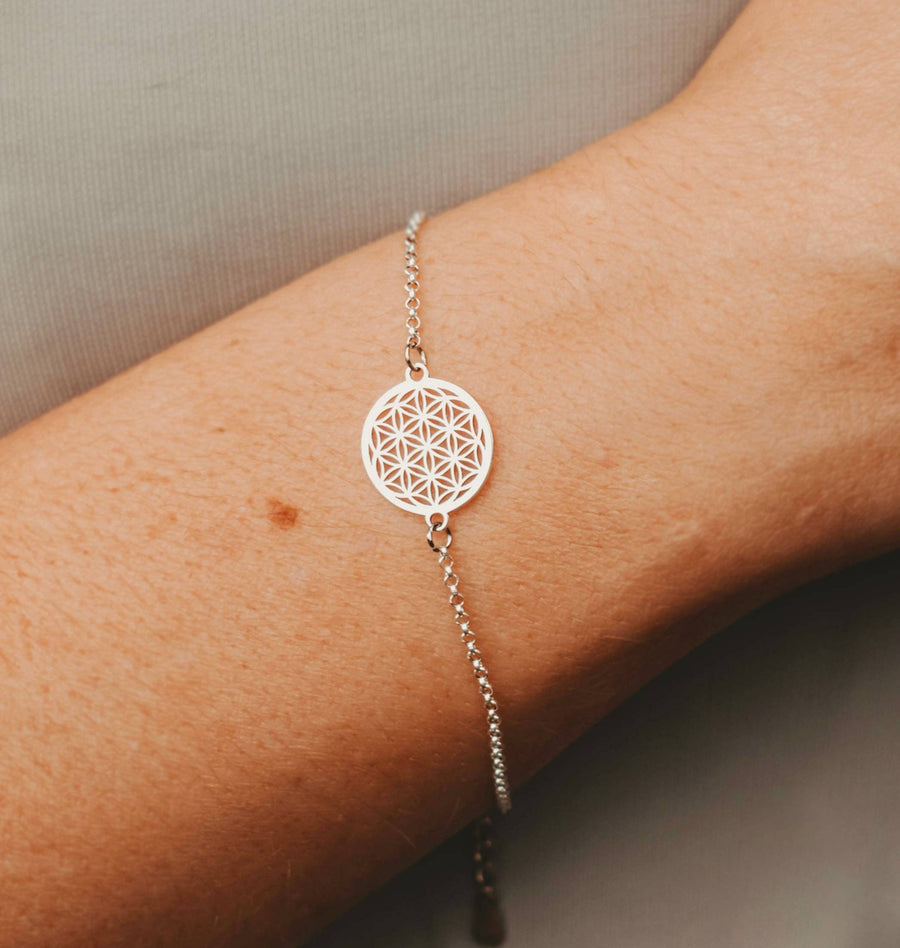 Silver jewelry set "Flower of Life", necklace and bracelet in 925 sterling silver, flower of life in real silver, handmade Germany